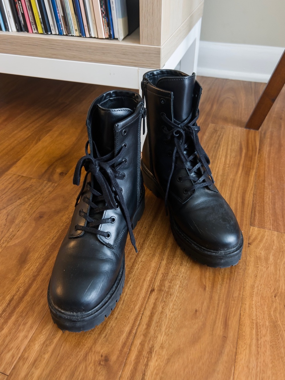 Thursday Boots Black Leather Combat Boots, size 7